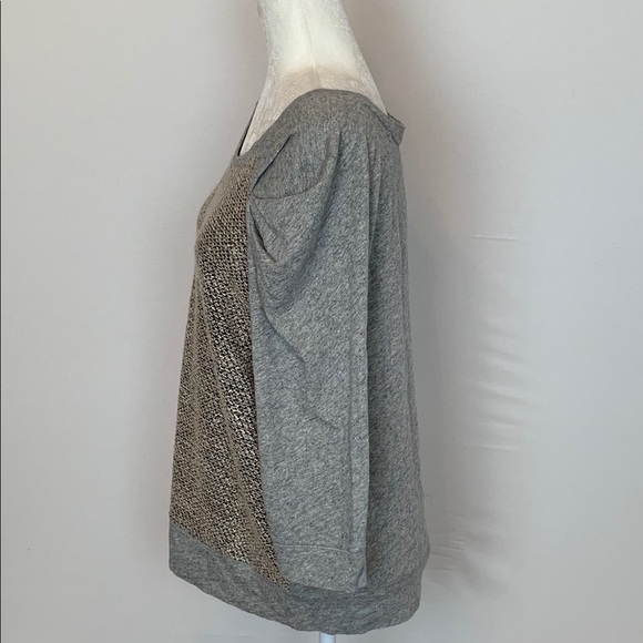 Anthropologie Meadow Rue Gray Knit Boho Top Sz L - Picture 2 of 9